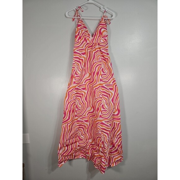 Solid and Striped Olympia (Abstract Zebra) Small Pink & Orange Cotton Blend NWT - Picture 2 of 8